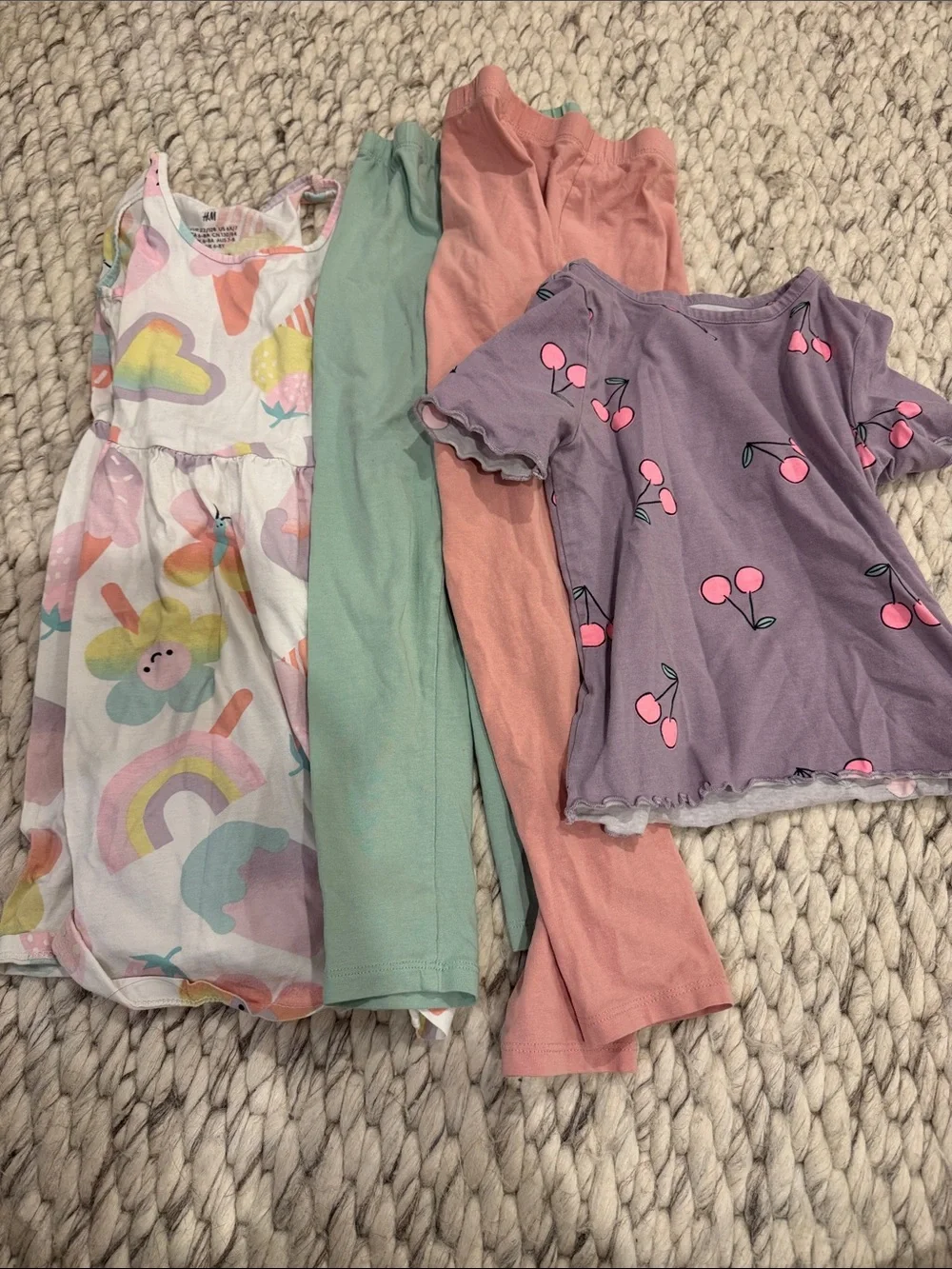 H&M Girls Matching Set - White, Lavender, Mint, Coral